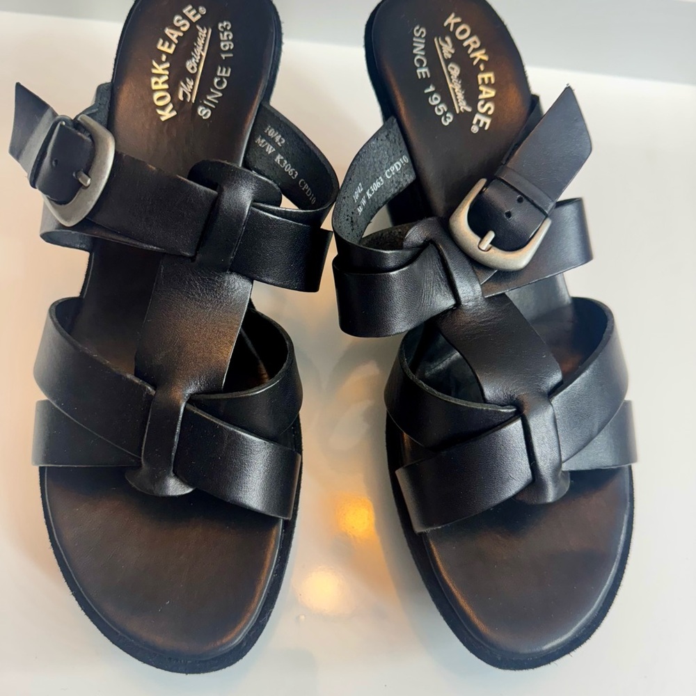 Kork-Ease Black Leather Sandals